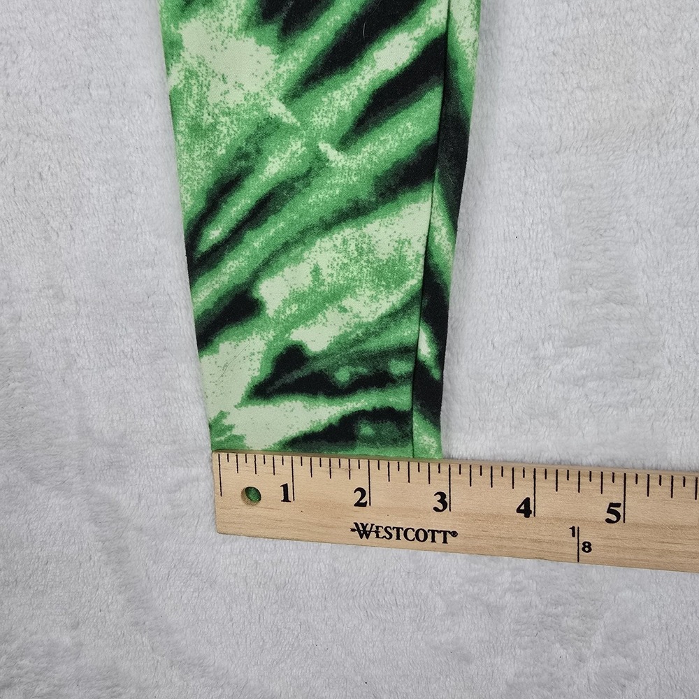 LuLaRoe Kids S/M Leggings Green Black Tie Dye Soft Stretchy Full Length Pants - Picture 2 of 7